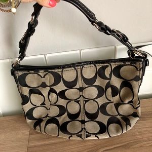 COACH Monogram Black/Gray Canvas Hobo Bag